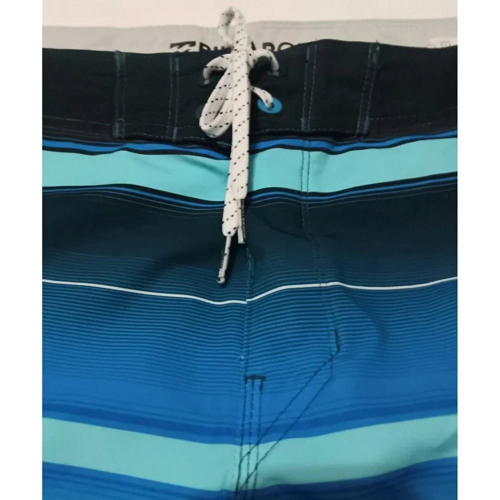BILLABONG Platinum X All Day Board Shorts 31 Blue Black Striped Stretch Pocket